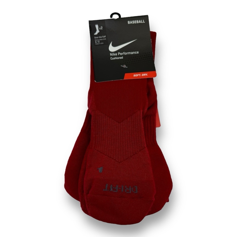 Nike NWT Performance Cushioned Baseball Over-the-Calf Dri-FIT Socks Red Size L